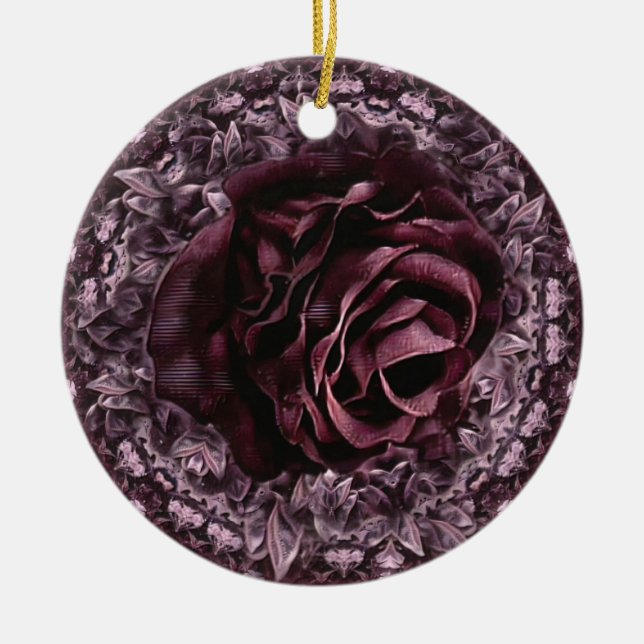 Rose Mandala Keramik Ornament (Vorne)