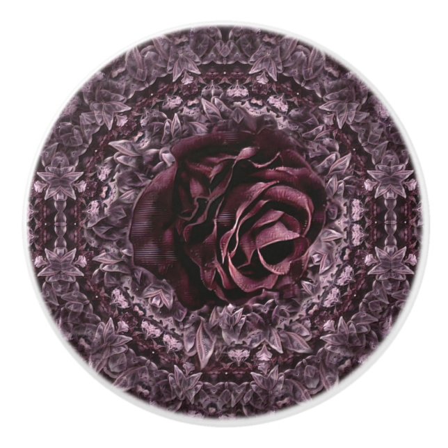 Rose Mandala Keramikknauf (Vorderseite)