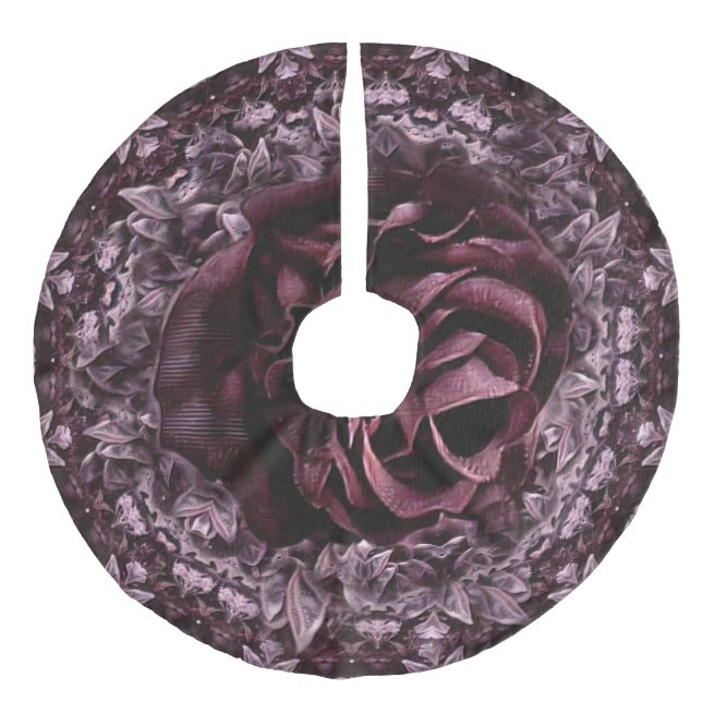 Rose Mandala Leinenimitat Weihnachtsbaumdecke (Vorderseite)