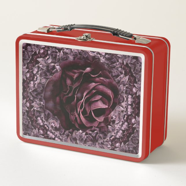 Rose Mandala Metall Brotdose (Vorderseite)