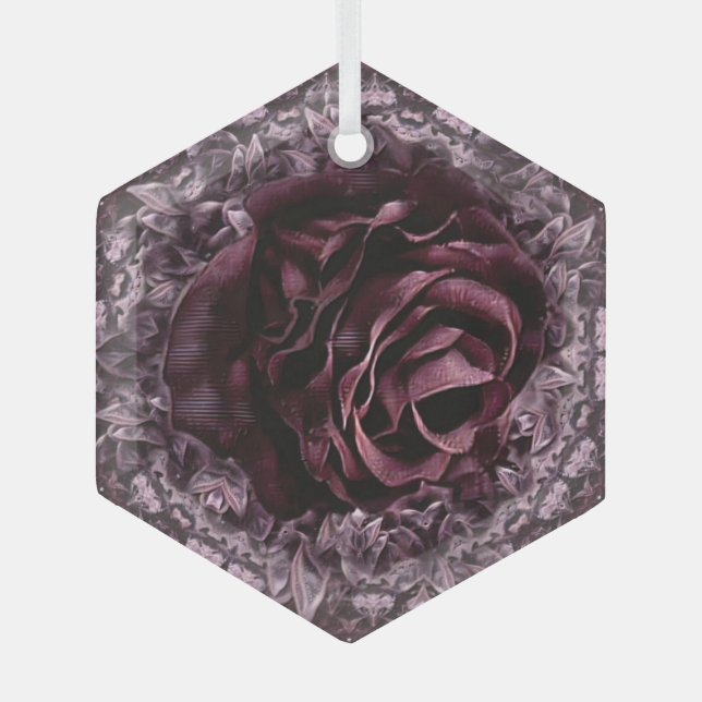 Rose Mandala Ornament Aus Glas (Vorderseite)