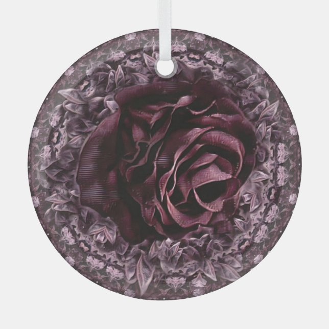 Rose Mandala Ornament Aus Glas (Vorderseite)