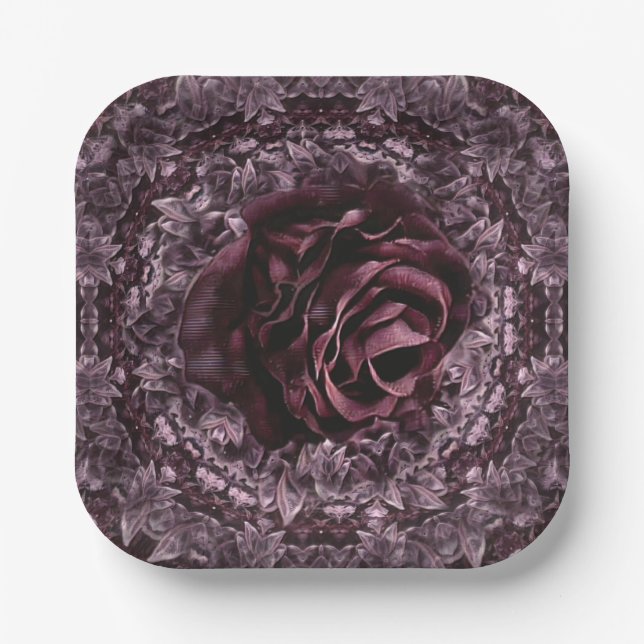 Rose Mandala Pappteller (Vorderseite)