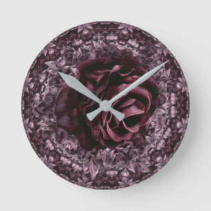 Rose Mandala Runde Wanduhr