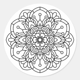 Rose Mandala Runder Aufkleber