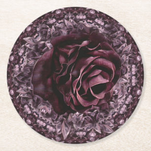 Rose Mandala  Runder Pappuntersetzer