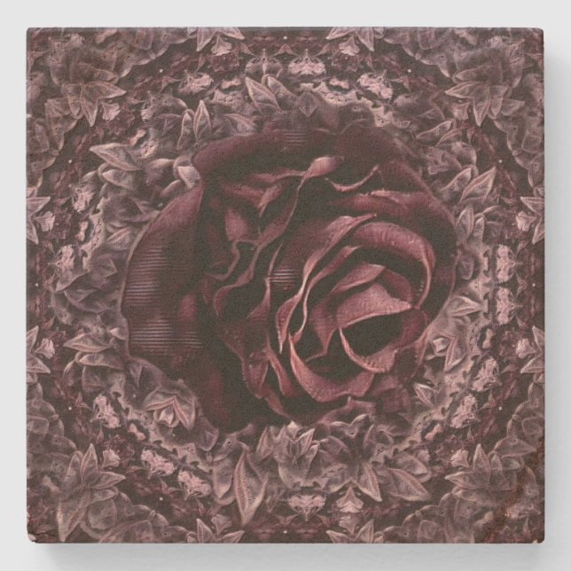 Rose Mandala Steinuntersetzer (Vorderseite)