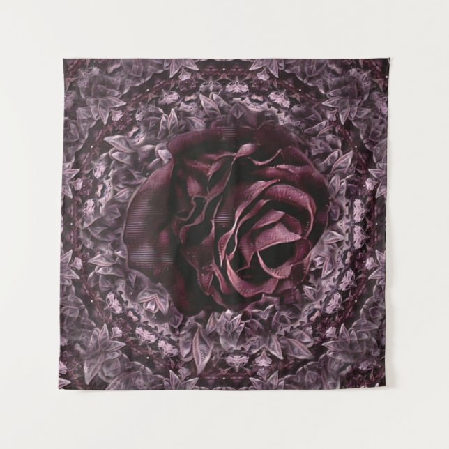 Rose Mandala Wandteppich (Vorderseite)