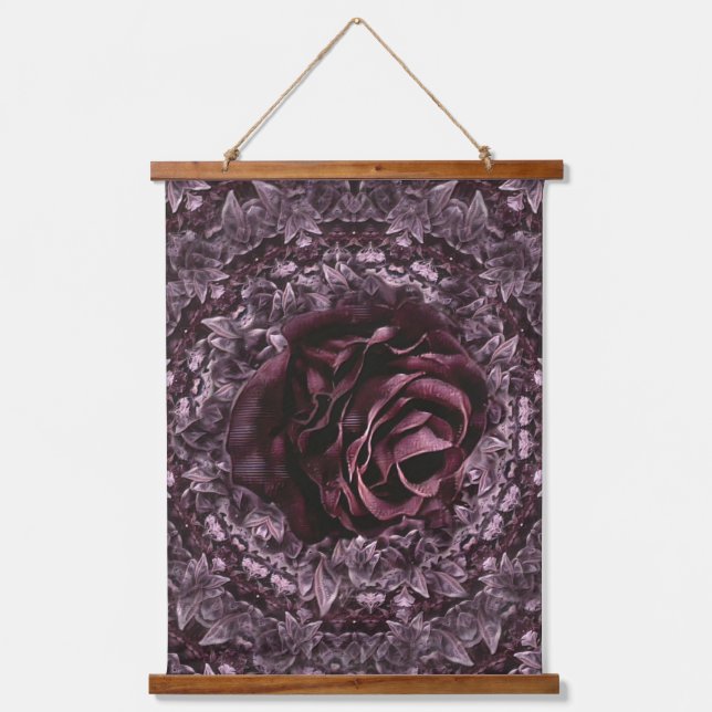 Rose Mandala Wandteppich Mit Holzrahmen (Vorderseite)