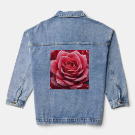 Rose Mark Denim Jacket with Elegant Floral Accent Jeansjacke