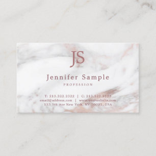 Rose Marmor Modernes Template Elegant Mit Monogram Visitenkarte