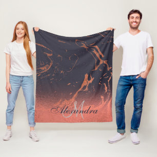 Rose Marmortextur Fleecedecke