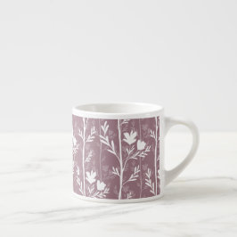 Rosé-Mauve-Botanik-Ruhevolle Blumensilhouette Espressotasse