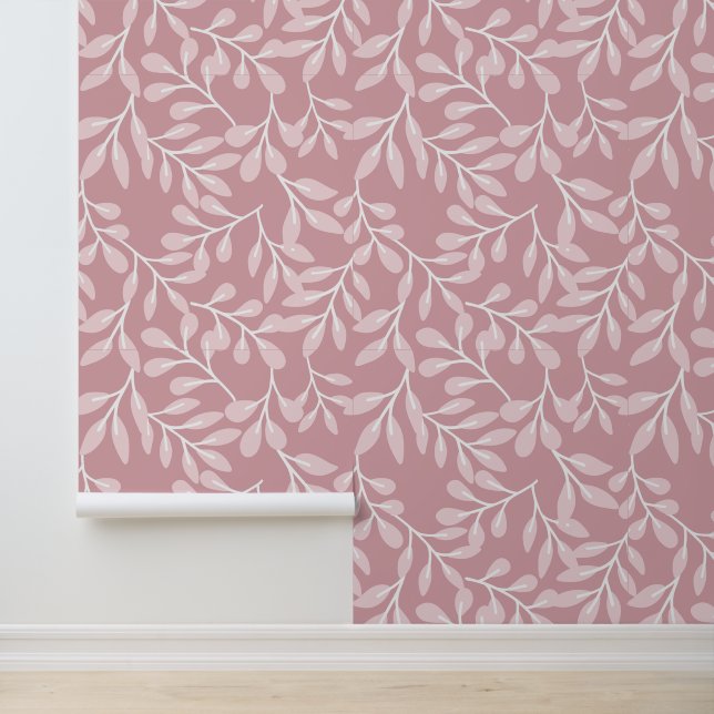 Rose Mauve Leafy Design Tapete (Anwendung)