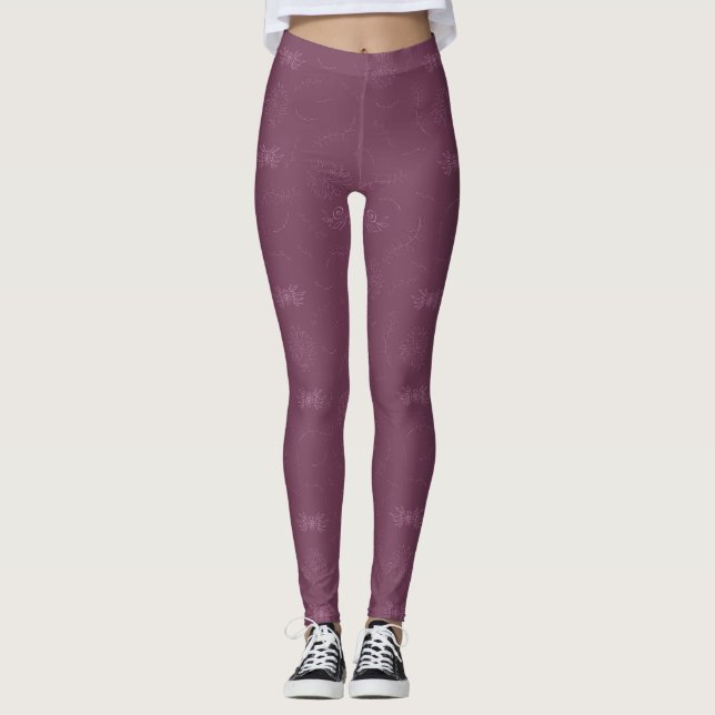 Rose Mauve Women's Hand Designed Leggings (Vorderseite)