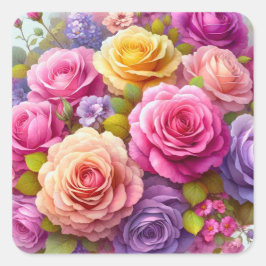 Rose Medley Quadratischer Aufkleber