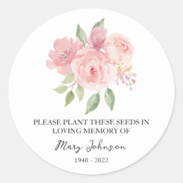 Rose Memorial Funeral Seed Packet Runder Aufkleber