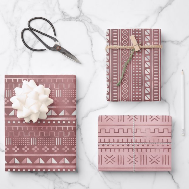 Rose Metallverpackungspapierblätter Geschenkpapier Set (Vorderseite)