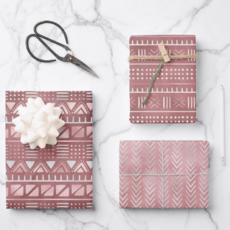 Rose Metallverpackungspapierblätter Geschenkpapier Set