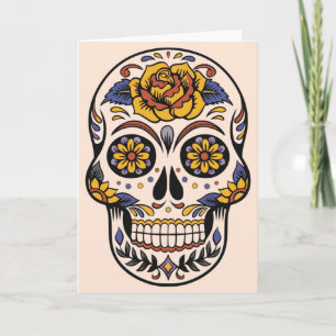 Rose Mexican Sugar Skull Day of the Dead Karte