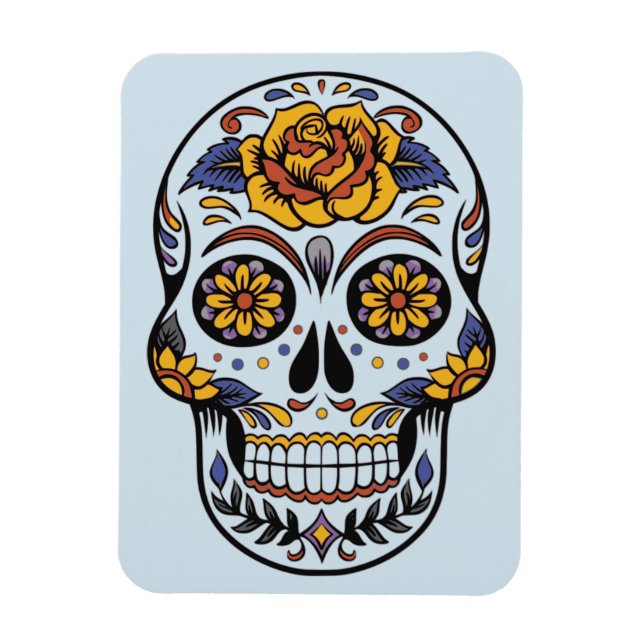 Rose Mexican Sugar Skull Day of the Dead Magnet (Vertikal)