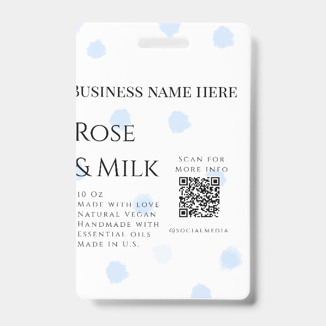 Rose Milch handgefertigte Seife QR-Code hinzufügen Ausweis (Vorderseite)