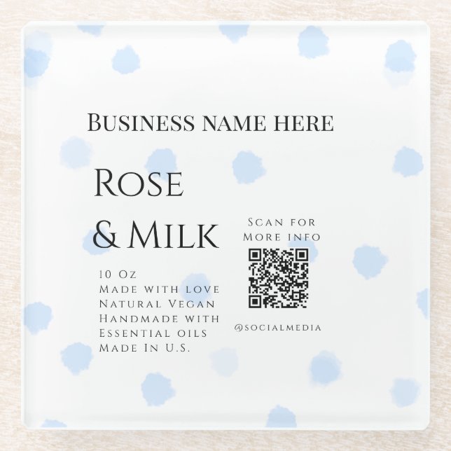 Rose Milch handgefertigte Seife QR-Code hinzufügen Glasuntersetzer (Vorderseite)