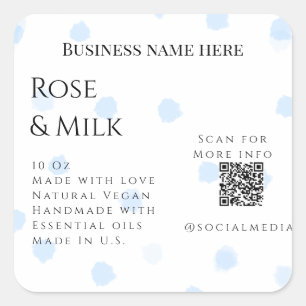 Rose Milch handgefertigte Seife QR-Code hinzufügen Quadratischer Aufkleber