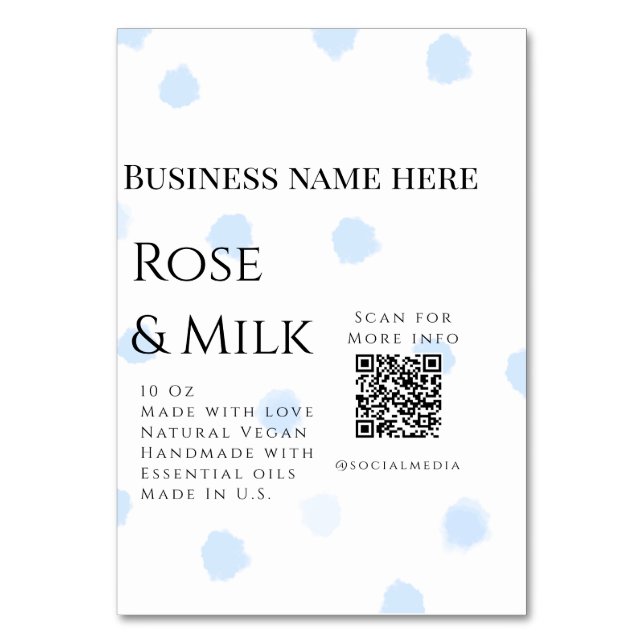 Rose Milch handgefertigte Seife QR-Code hinzufügen Tischnummer (Vorderseite)