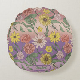 Rose, Milchprodukte, Sonnenblumen und Lilien Rundes Kissen