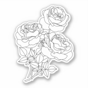 Rose Minimale Linie Zeichnend Kunst Aufkleber