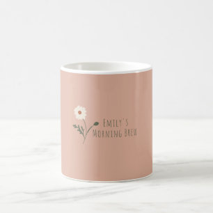 Rose Minimalist Gänseblümchen & Text Moderner Baue Kaffeetasse