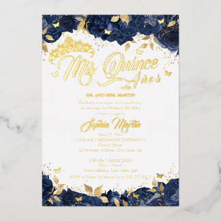 Rose Mis Quince Gold Quinceanera Folieneinladung