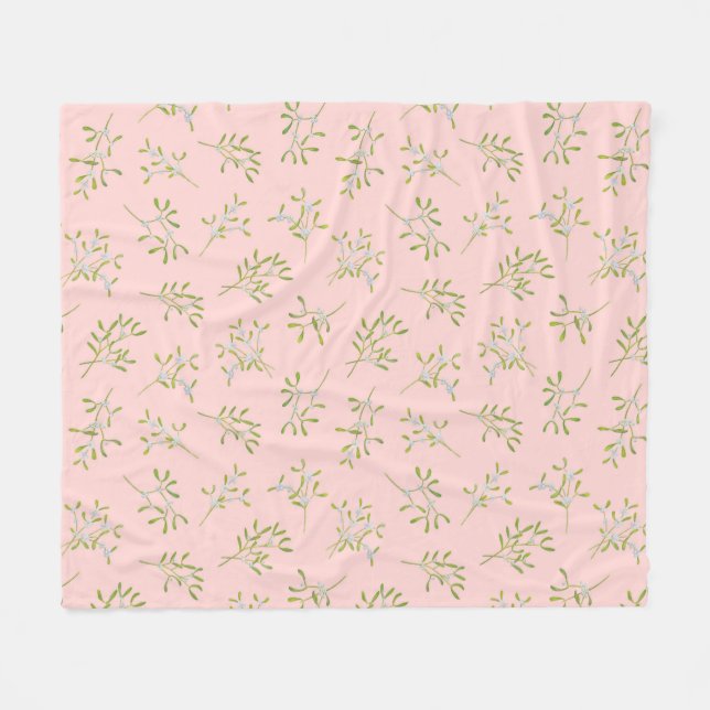 Rose Mistletoe Winter Fleece Blanket (Vorderseite (Horizontal))