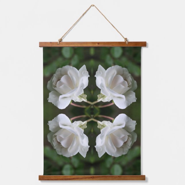 Rose mit Abstrakten Raindrops Wandteppich Mit Holzrahmen (Vorderseite)