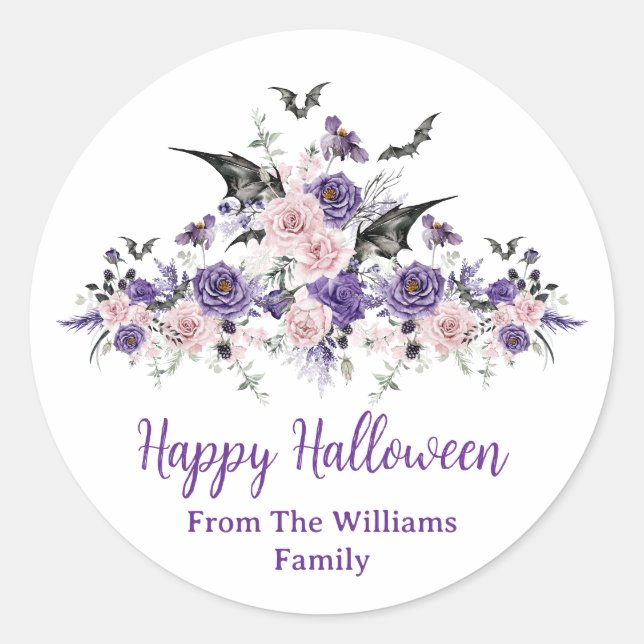 Rose mit Aquarellblumen glücklich zwischen Party Runder Aufkleber (Vorderseite)