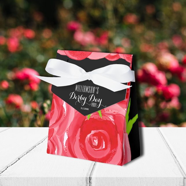 Rose mit Aquarellfarben Geschenkschachtel (Tent style ribbon closure favor boxes 3"w x 1.5"l x 3.25"h)