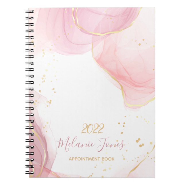 Rose mit Aquarellgolden Glitzer Terminkalender 202 Notizblock (Vorderseite)