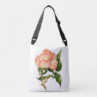 Rose mit Blätter botanische Aquarellfarben Tasche