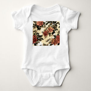 Rose mit Blumengeflecht, Peonies-Muster. Baby Strampler