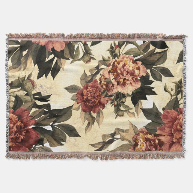 Rose mit Blumengeflecht, Peonies-Muster. Decke (Vorderseite)