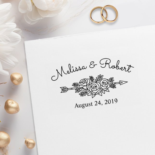 Rose mit Blumenstrauß Save the Date Hochzeit Gummistempel (Von Creator hochgeladen)