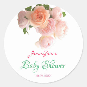 Rose mit Blumenwasser Handschrift Kinderdusche Runder Aufkleber