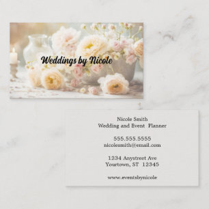 Rose mit Creme und Blush Hochzeitsplaner Visitenkarte