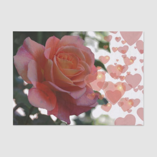 Rose mit dem Herzstückpapier Seidenpapier (Vorderseite)