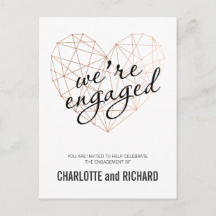 Rose mit Engagement, geometrisch Einladungspostkarte