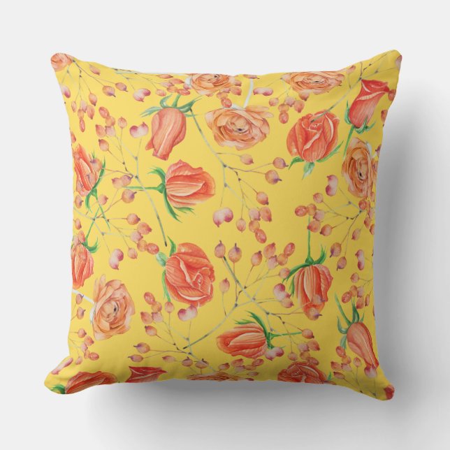 Rose mit farbenfrohen gelben Mustern Kissen (Vorderseite)