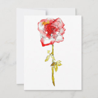 Rose mit Flachbildschirm Wasserfarbe und Tinte Mitteilungskarte