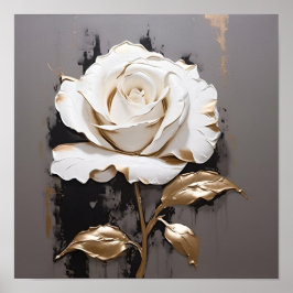 Rose mit Goldblattmalerei Poster
