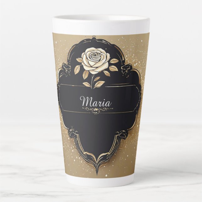 Rose mit goldenen Details zum Sparkling Milchtasse (Vorderseite)